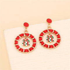 Red Ribbon & Enamel 18K Gold-Plated Gift Box Figaro Drop Earrings