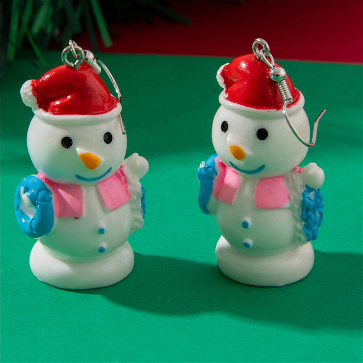 Red & Blue Snowman Drop Earrings
