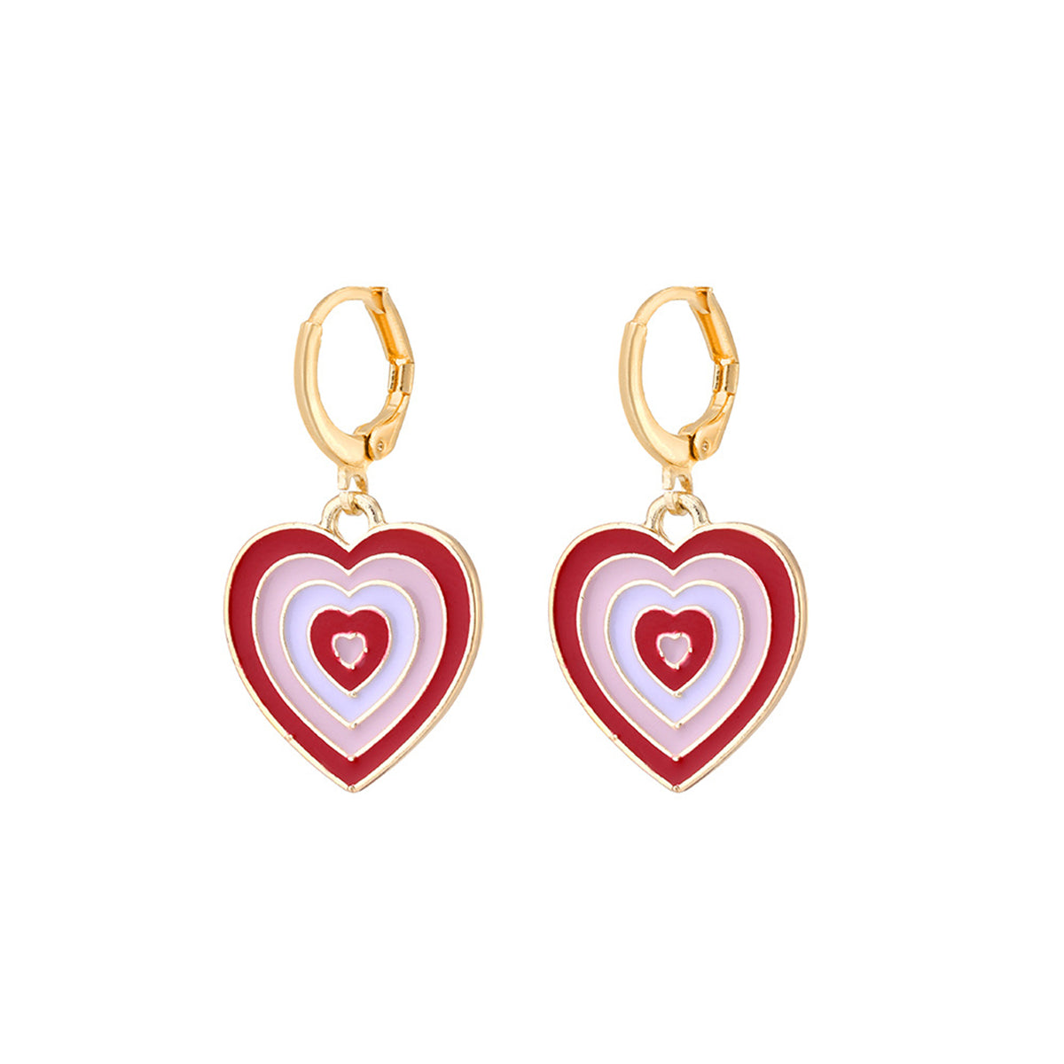 Red Enamel & 18K Gold-Plated Heart Huggie Earrings