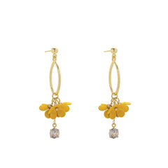 Yellow Acrylic & Cubic Zirconia 18K Gold-Plated Floral Drop Earrings