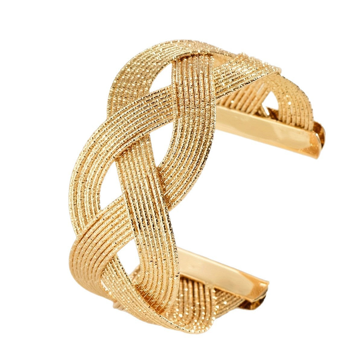 18K Gold-Plated Wave Pattern Cuff, gold bracelet for women, everyday style, front view