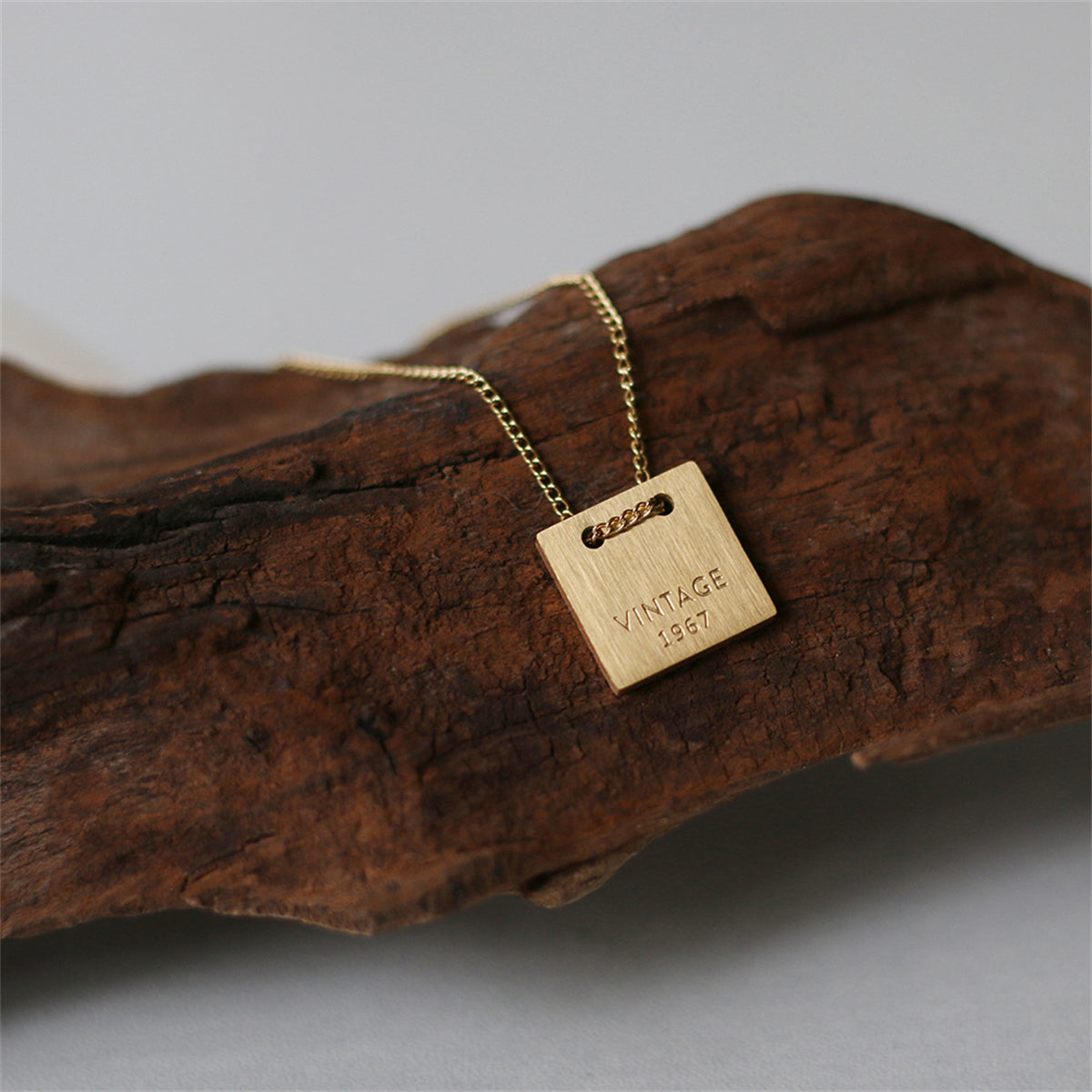 18K Gold-Plated Dog Tag Pendant Necklace, gold pendant necklace for women, dainty minimalist design, side view