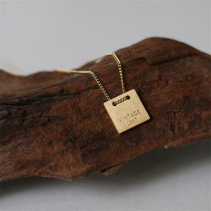 18K Gold-Plated Dog Tag Pendant Necklace, gold pendant necklace for women, dainty minimalist design, side view