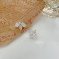 Pearl & 18k Gold-Plated Floral Half-Bloom Stud Earrings