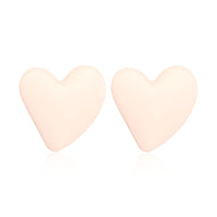 White Acrylic & Silver-Plated Heart Stud Earrings