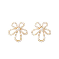 Pearl & 18k Gold-Plated Flower Stud Earrings