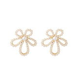 Pearl & 18k Gold-Plated Flower Stud Earrings