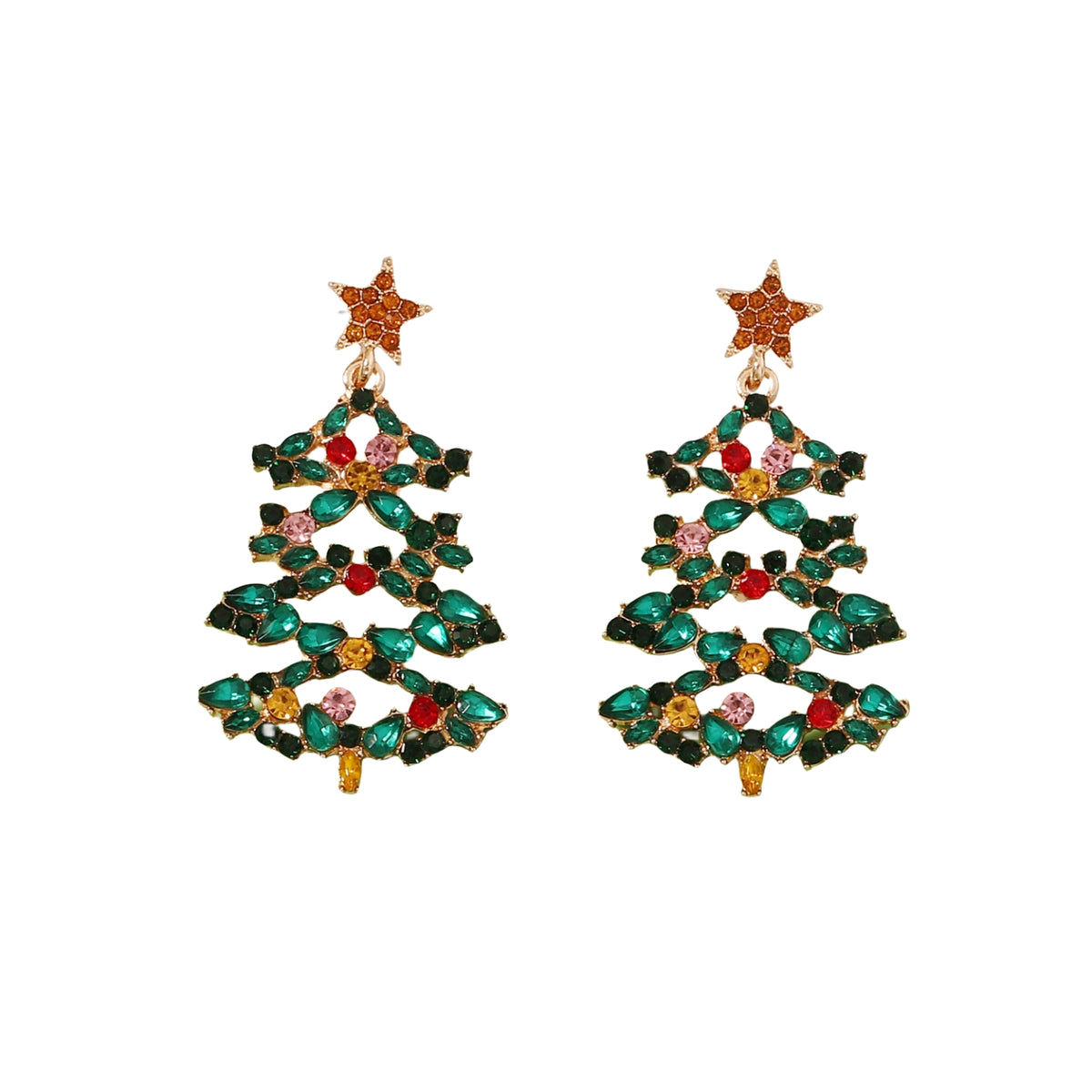 Green Crystal and Cubic Zirconia Tree Drop Earrings, drop earrings for women, elegant gift for her, side view