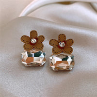 Cubic Zirconia & Crystal Flower Stud Earrings