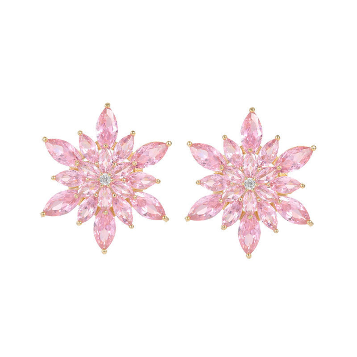 Crystal and Cubic Zirconia Snowflake Stud Earrings, stud earrings for women, vintage-inspired design, front view
