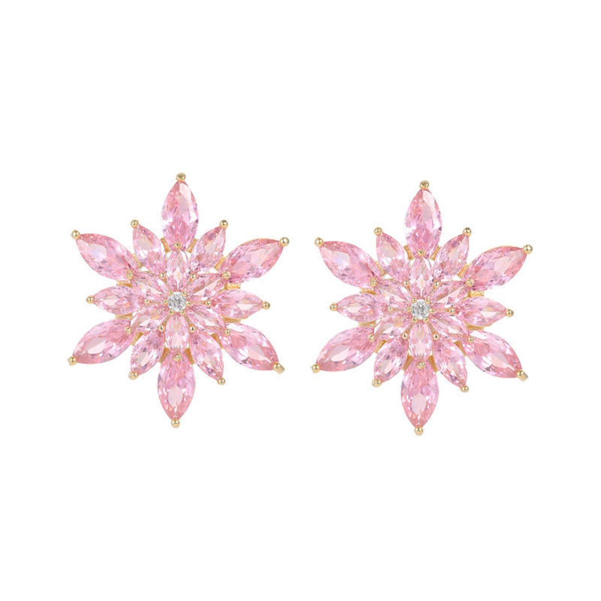 Crystal & Cubic Zirconia Snowflake Stud Earrings