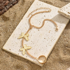 Exquisite 18K gold-plated butterfly bracelet, featuring a trendy wrist-to-ring design that elevates your jewelry collection.