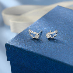 Silver-Plated Wing Stud Earrings