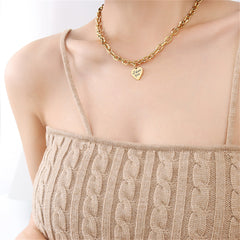 Elegant 18K gold-plated necklace featuring a heart charm, perfect for expressing love and affection.