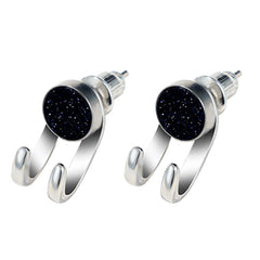 Silver-Plated & Blue Hook Ear Jackets