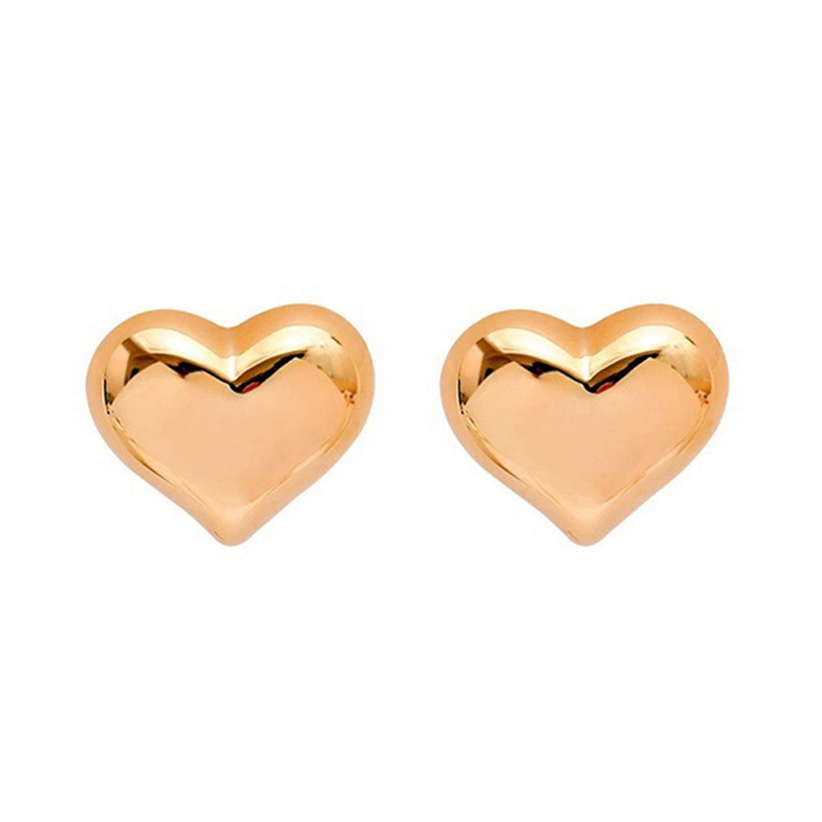 18K Gold-Plated Heart Stud Earrings, gold stud earrings for women, vintage-inspired design, front view
