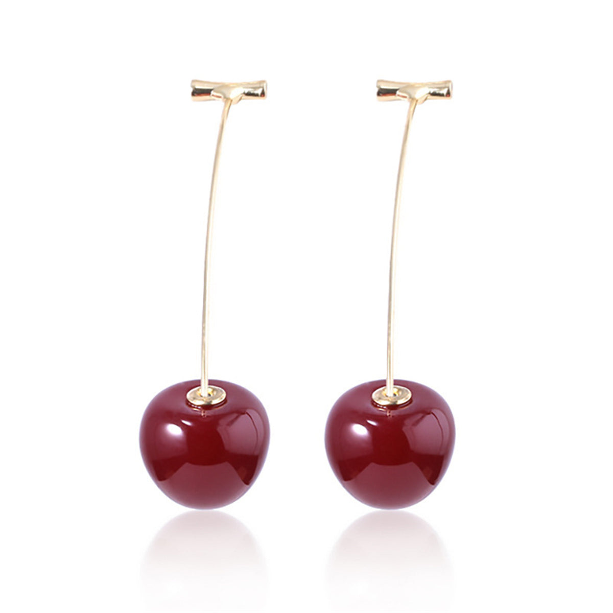 Wine Red & 18K Gold-Plated Cherry Drop Earrings