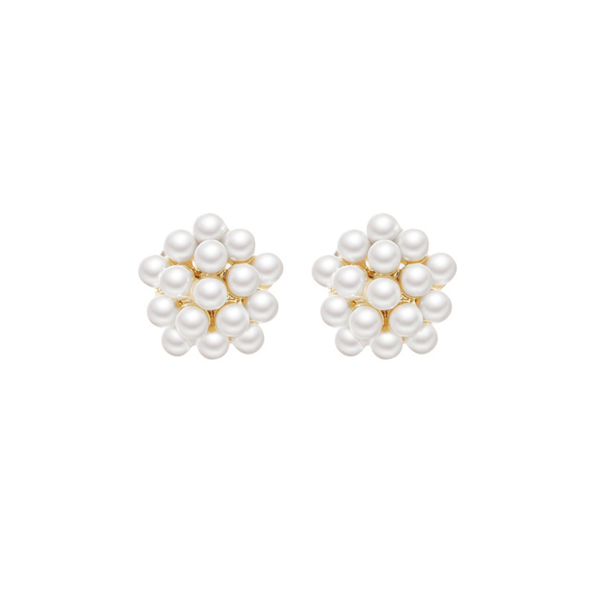 Pearl and 18K Gold-Plated Cluster Bud Stud Earrings, gold stud earrings for women, everyday style, side view