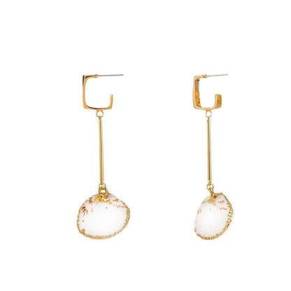 White Shell & 18K Gold-Plated Drop Earrings