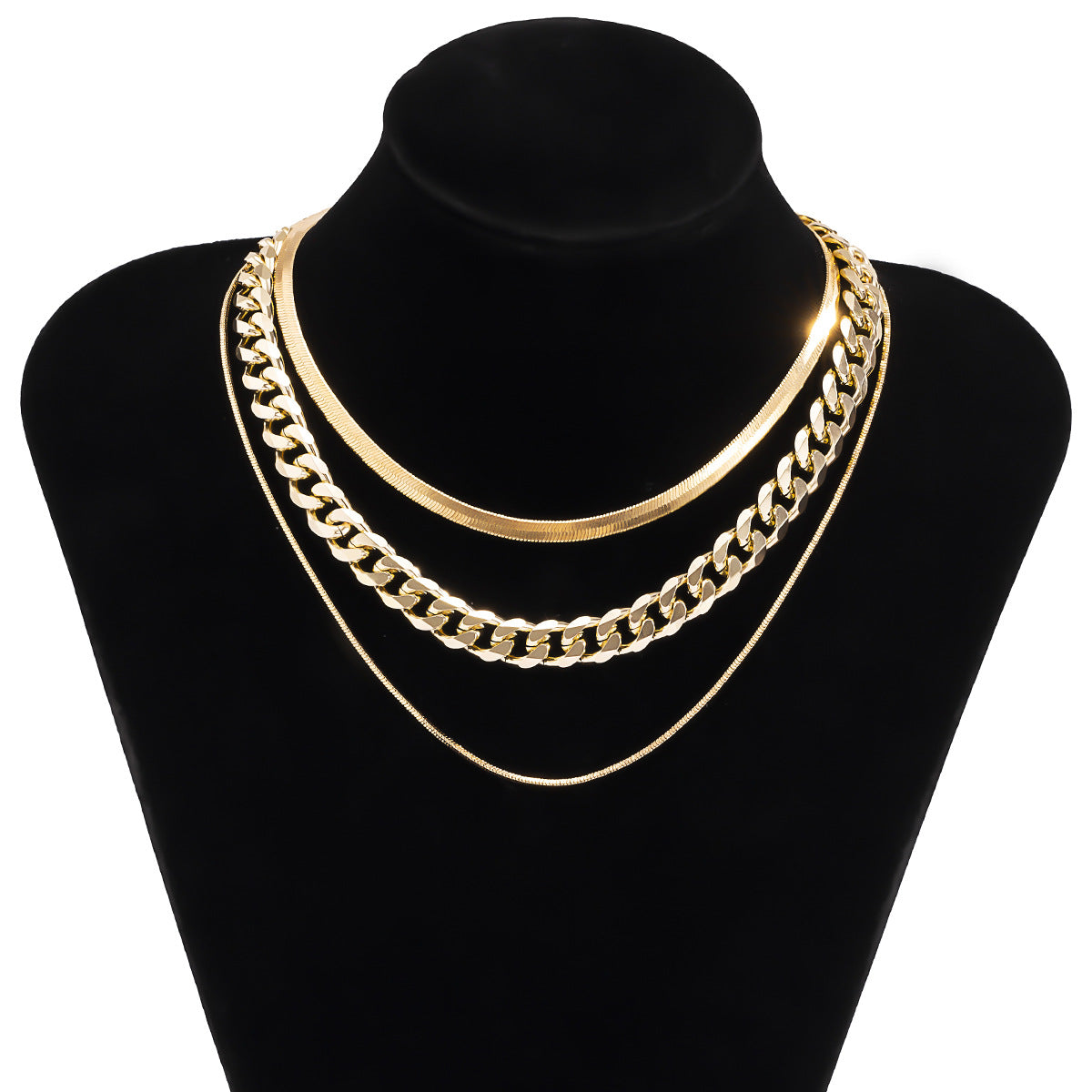 18K Gold-Plated Snake Chain and Choker Set, jewelry gift sets for women, elegant gift for her, side view