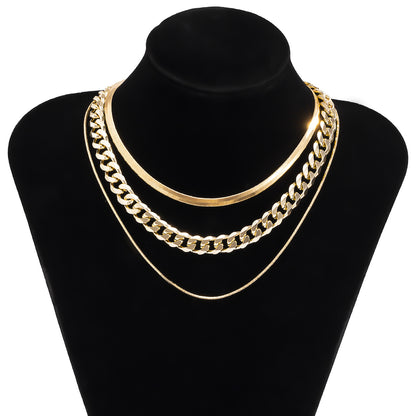 18K Gold-Plated Snake Chain and Choker Set, jewelry gift sets for women, elegant gift for her, side view