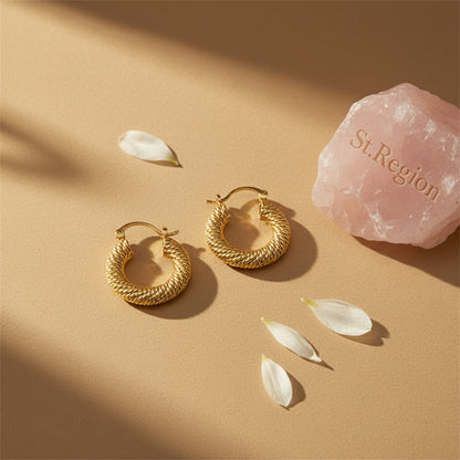 18K Gold Plated Braided Hoop Earrings - Street Region