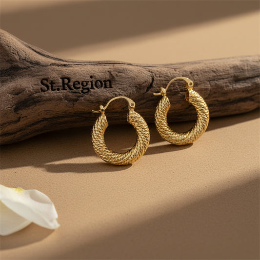 18K Gold Plated Braided Hoop Earrings - Street Region