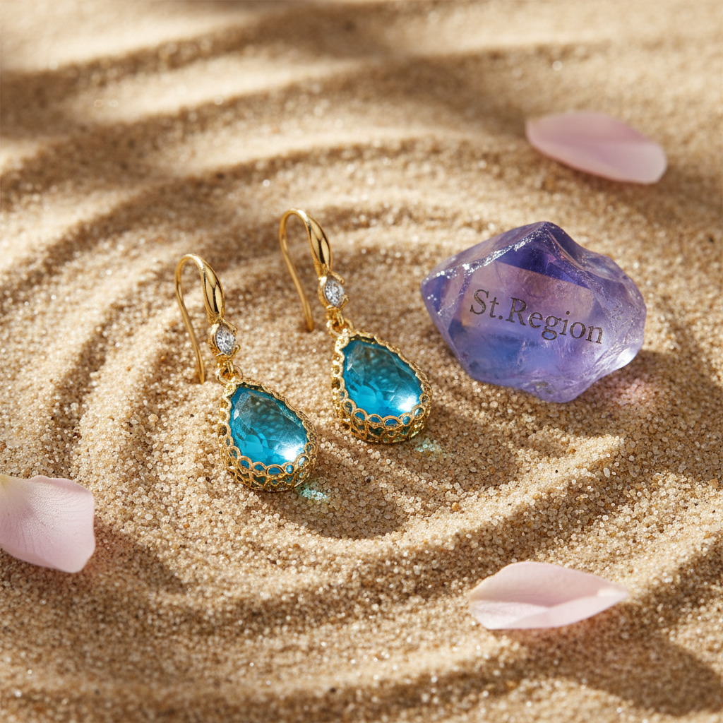Blue Crystal & Cubic Zirconia Goldtone Teardrop Hook Earrings - Street Region