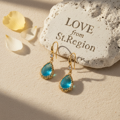 Blue Crystal & Cubic Zirconia Goldtone Teardrop Hook Earrings - Street Region