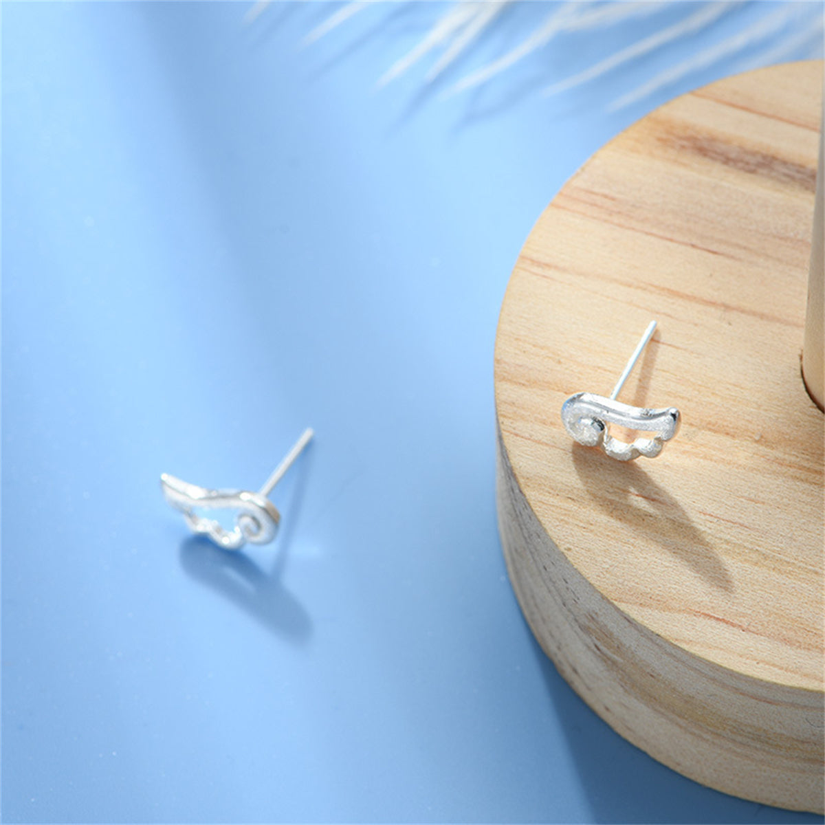 Silver-Plated Wing Stud Earrings