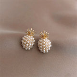 Pearl & 18k Gold-Plated Pineapple Stud Earrings