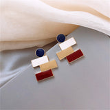 Tan & 18k Gold-Plated Geometric Stud Earrings