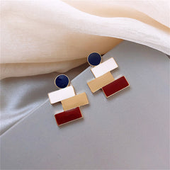 Tan & 18K Gold-Plated Geometric Stud Earrings