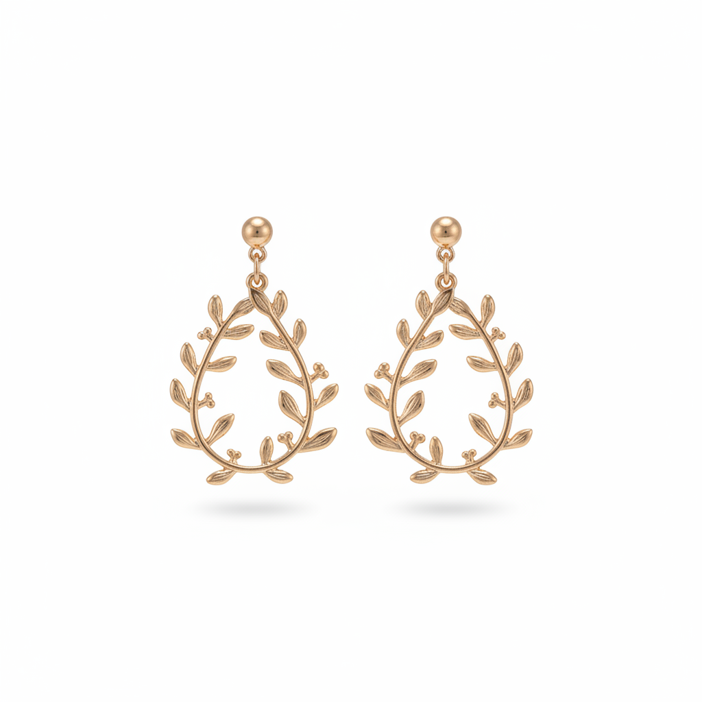 18K Gold-Plated Botanical Wreath Drop Earrings - Street Region