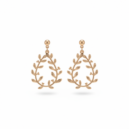 18K Gold-Plated Botanical Wreath Drop Earrings - Street Region