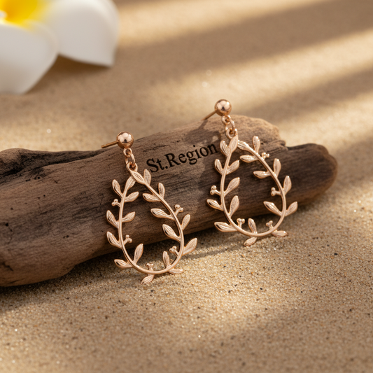 18K Gold-Plated Botanical Wreath Drop Earrings - Street Region