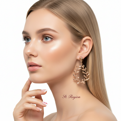 18K Gold-Plated Botanical Wreath Drop Earrings - Street Region