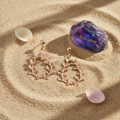 18K Gold-Plated Botanical Wreath Drop Earrings - Street Region