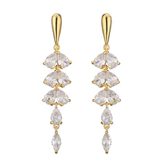 Crystal & 18K Gold-Plated Leaves Drop Earrings