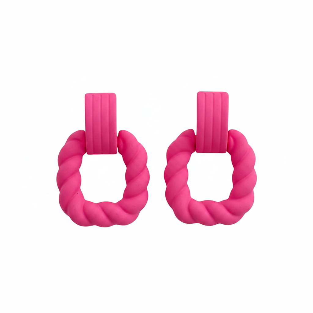 Rose Resin & Silver-Plated Twine Square Drop Earrings - Street Region