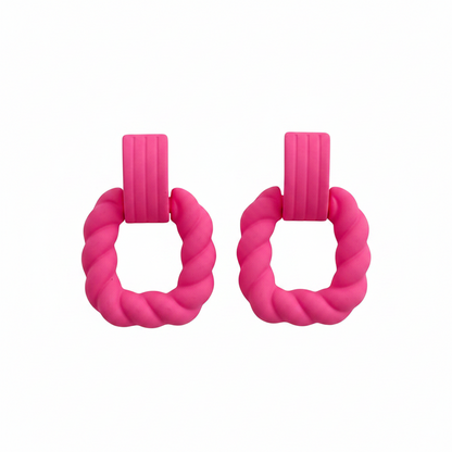 Rose Resin & Silver-Plated Twine Square Drop Earrings - Street Region