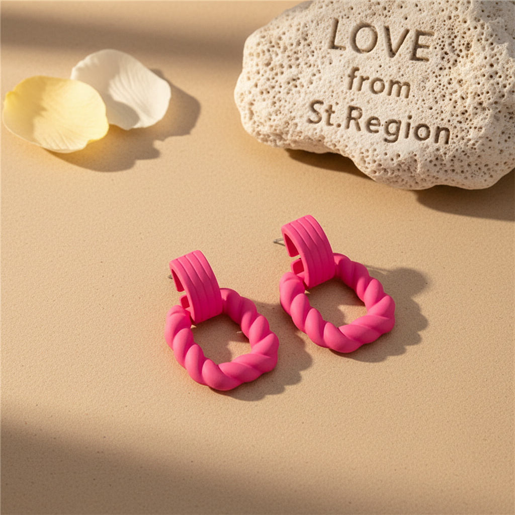 Rose Resin & Silver-Plated Twine Square Drop Earrings - Street Region