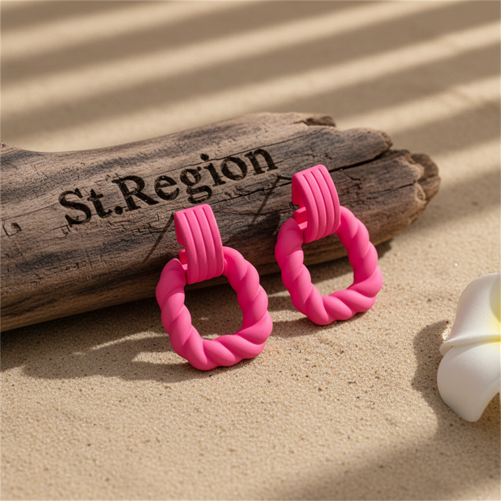 Rose Resin & Silver-Plated Twine Square Drop Earrings - Street Region