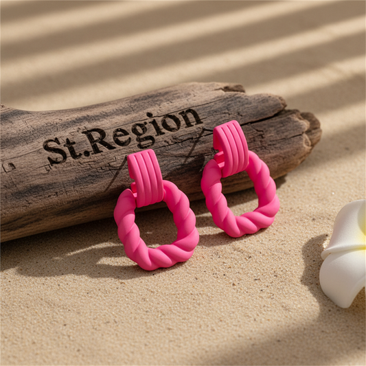 Rose Resin & Silver-Plated Twine Square Drop Earrings - Street Region