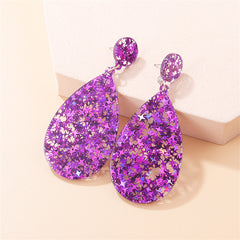 Purple Resin & 18K Gold-Plated Star Teardrop Earrings