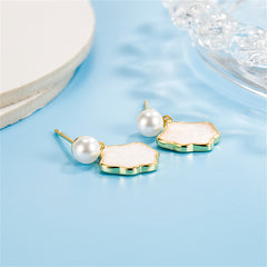 Pearl & Shell 18K Gold-Plated Cloud Drop Earrings