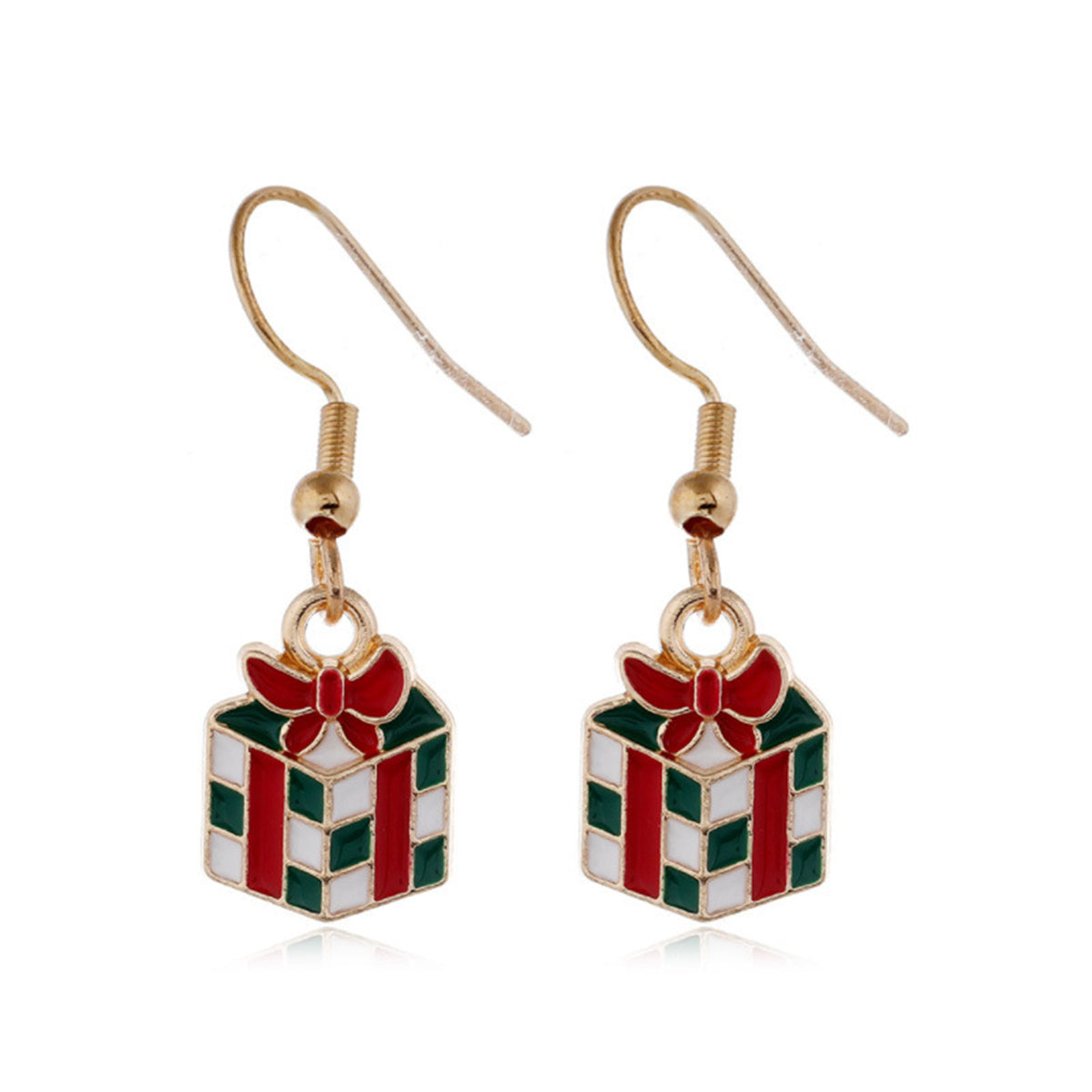 Red & White Gift Box Drop Earrings