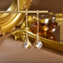 Pearl & 18K Gold-Plated Semi-Bezel Drop Earrings