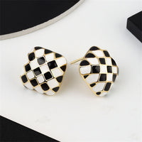 Black & White Checkerboard Square Stud Earrings