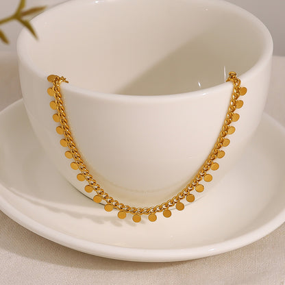 18K Gold-Plated Disc Necklace, gold pendant necklace for women, elegant gift for her, lifestyle look